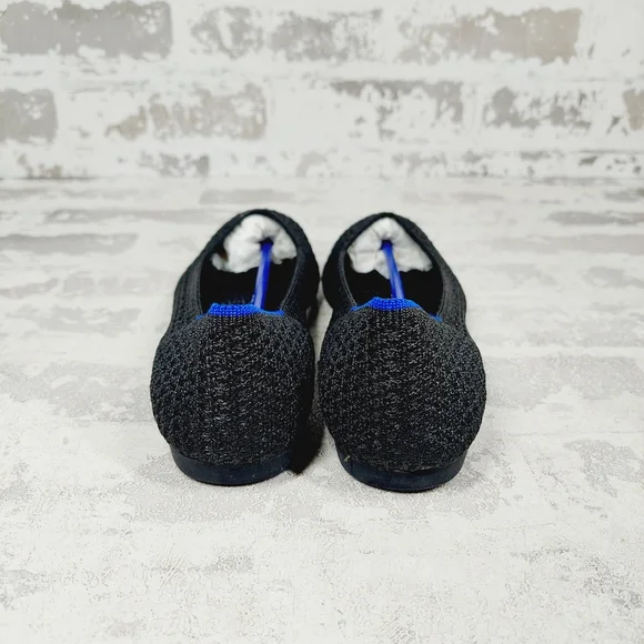 New Rothy's The Flat Black Knit Pointy Toe Slip On Loafers W1017